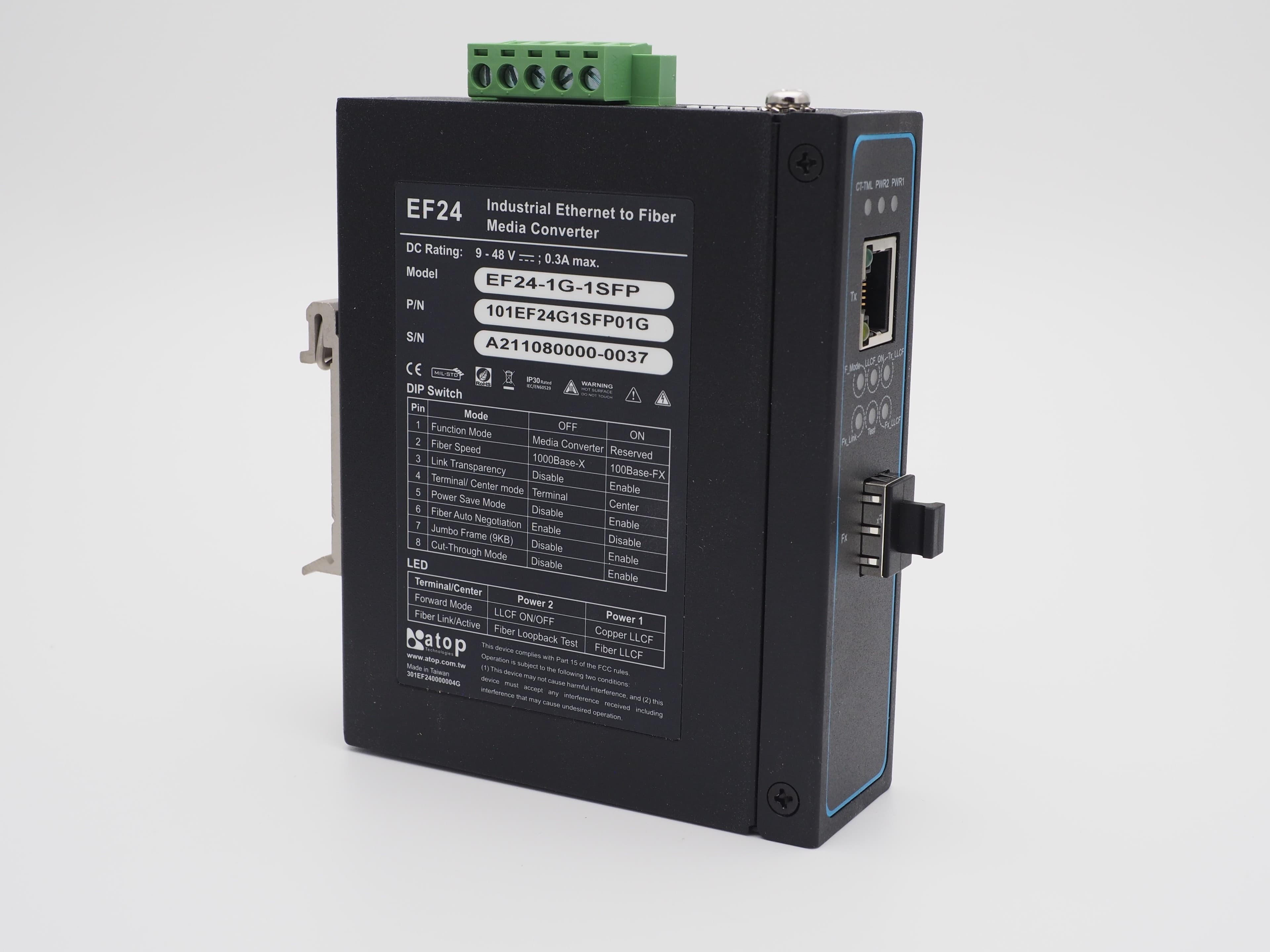 Atop EF24-1G-1SFP industrieller Ethernet-zu-Glasfaser-Medienkonverter