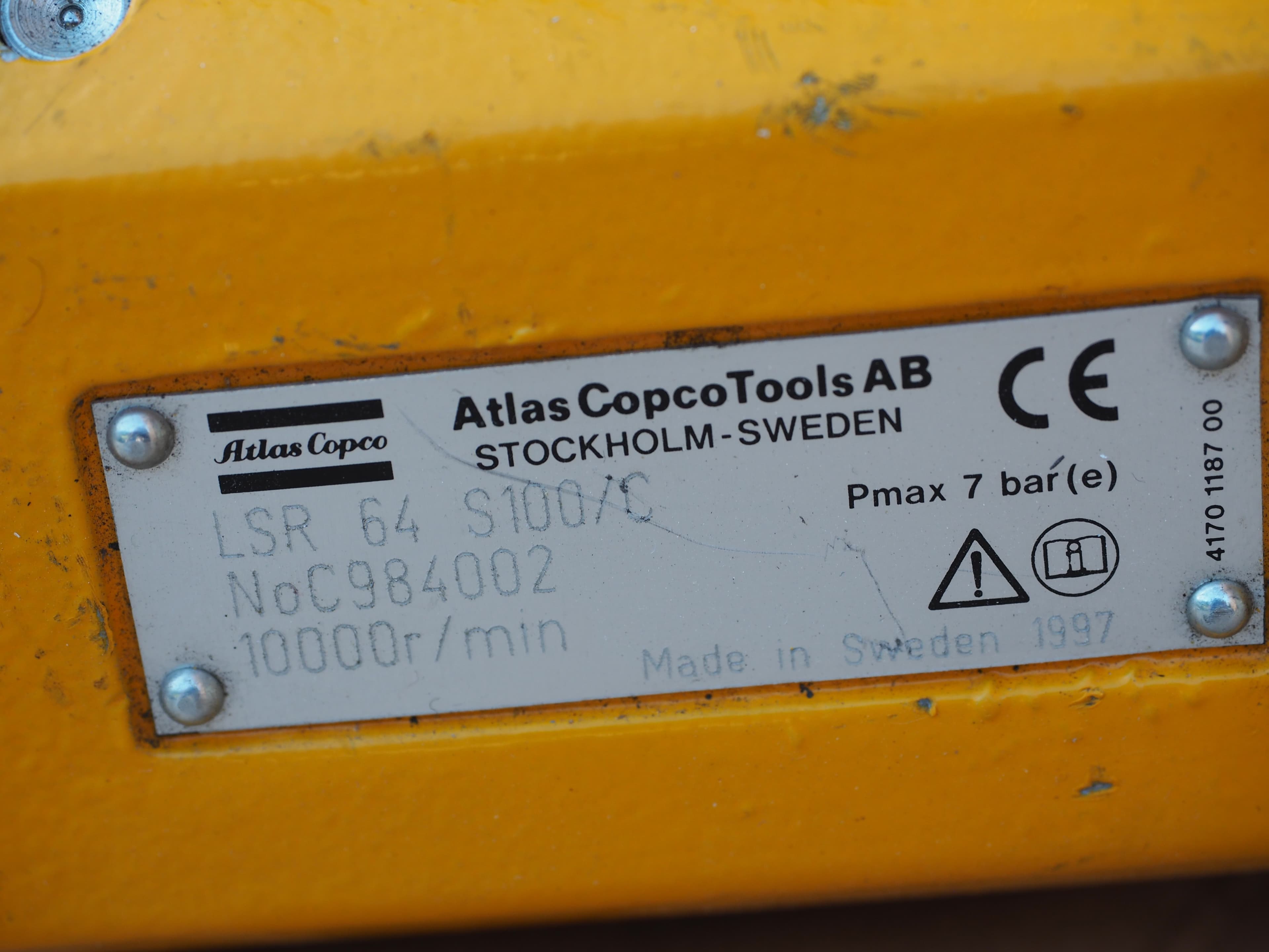 Atlas Copco LSR 64 S100 Druckluft-Winkelschleifer 10.000 r/min Pneumatik Flex