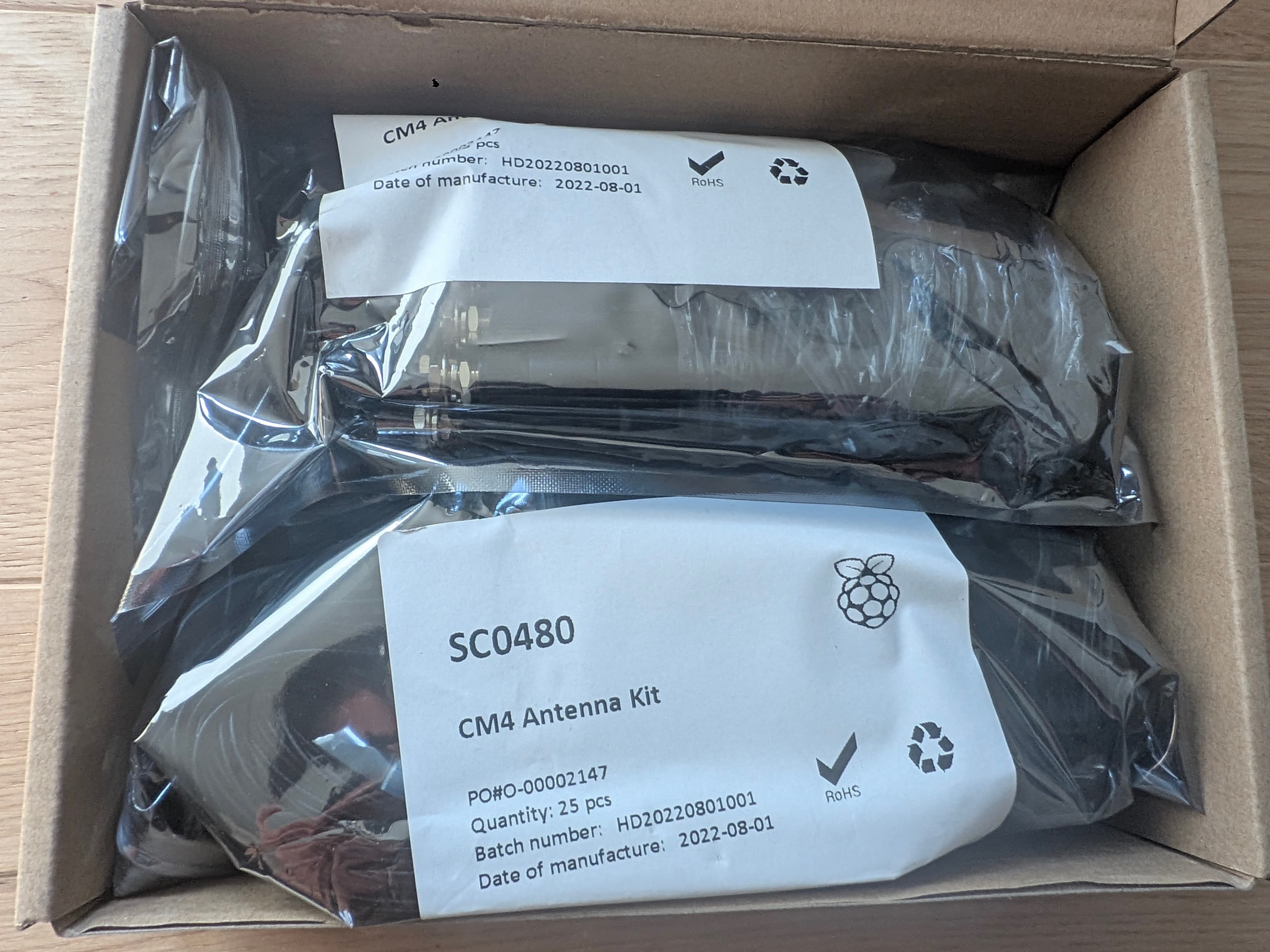 Raspberry Pi SC0480 CM4 Antenna Kit – 50 Stück, Herstellungsdatum 2022-08-01