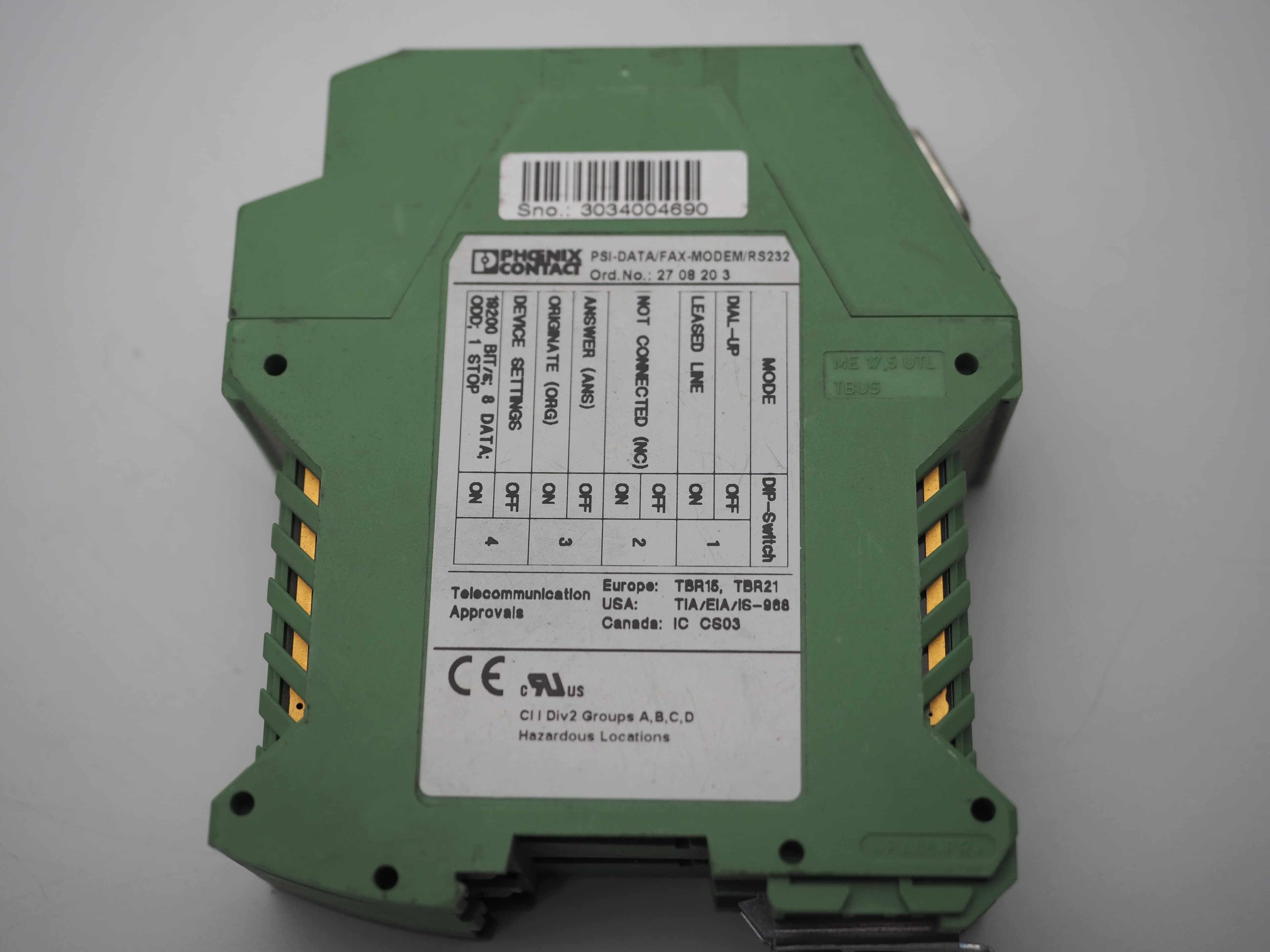 Phoenix Contact PSI-DATA/FAX-MODEM/RS232 Hutschienenmodem Ord.-Nr. 2708203