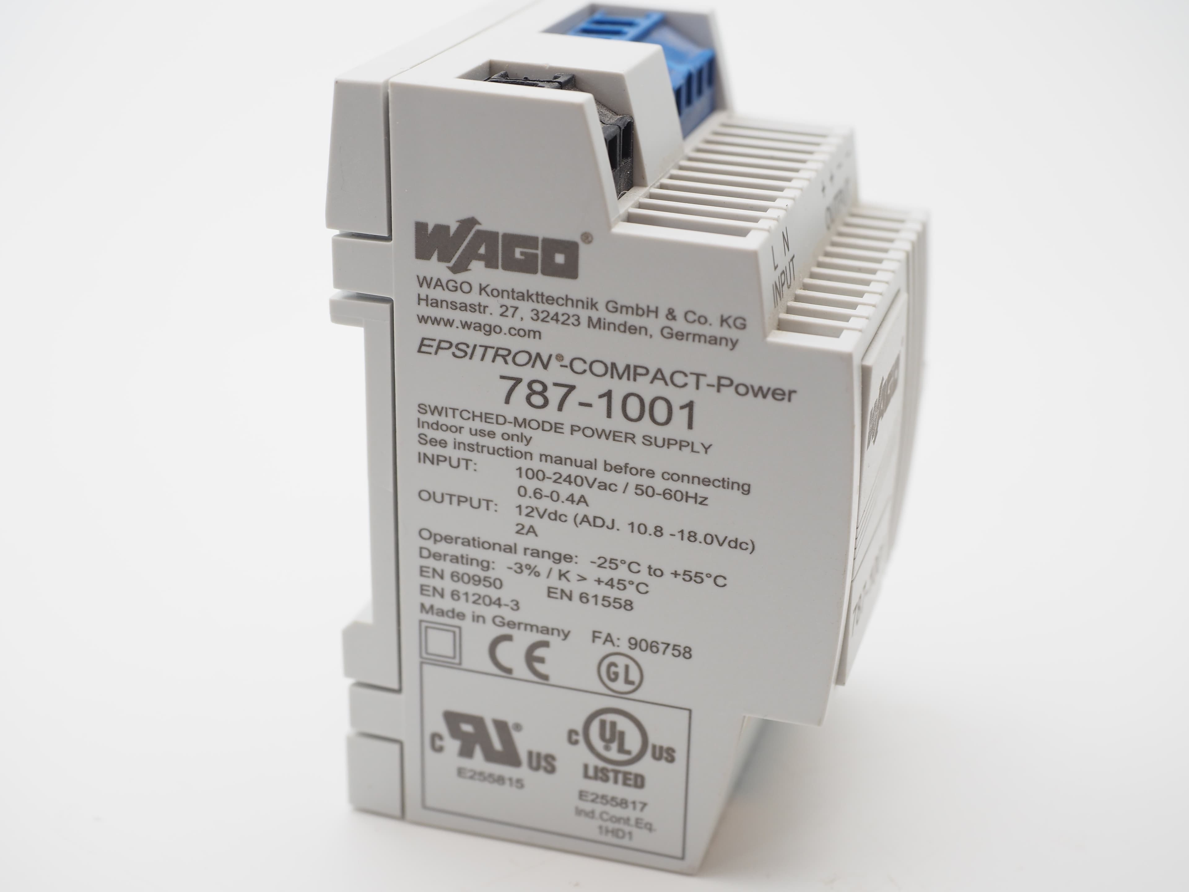 WAGO 787-1001 EPSITRON COMPACT Power Hutschienennetzteil 12 V DC 2 A