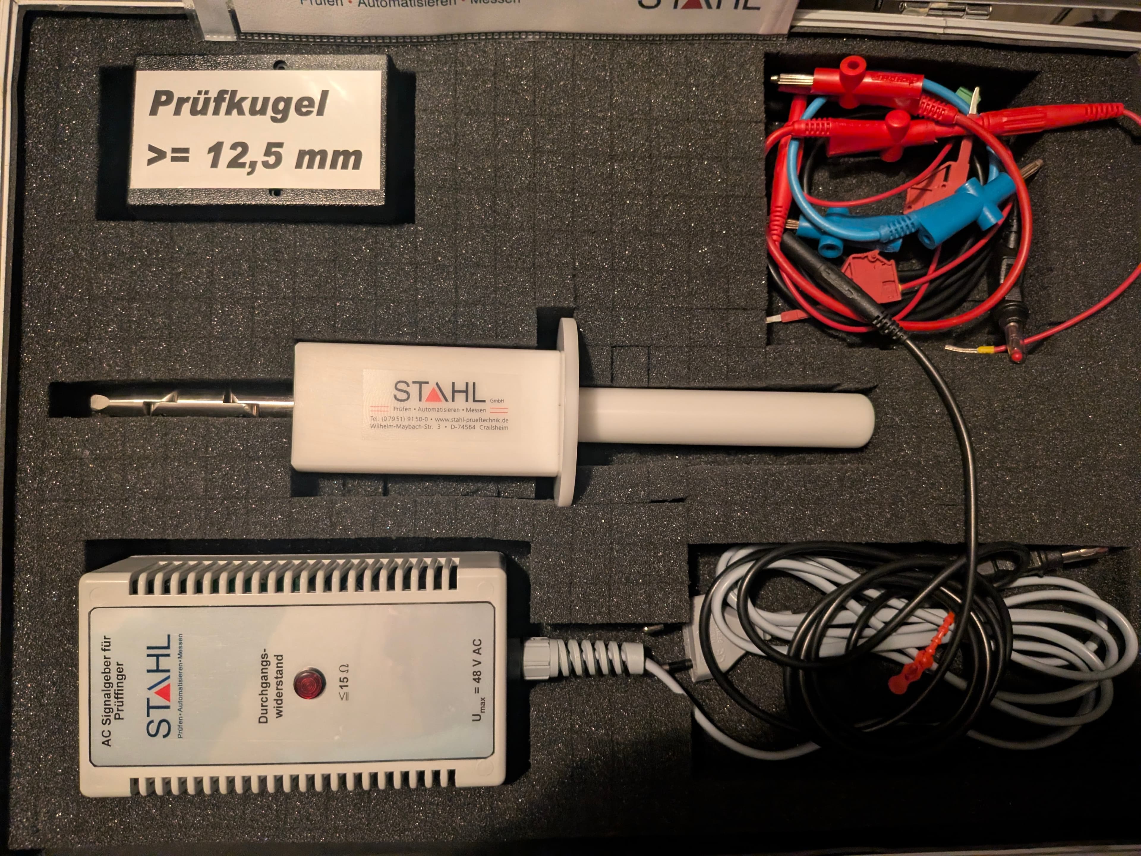 Prüfkoffer STAHL  MP-100.09B AC IP20 DIN VDE 0470 Prüfkugel 12,5 mm Signalgeber