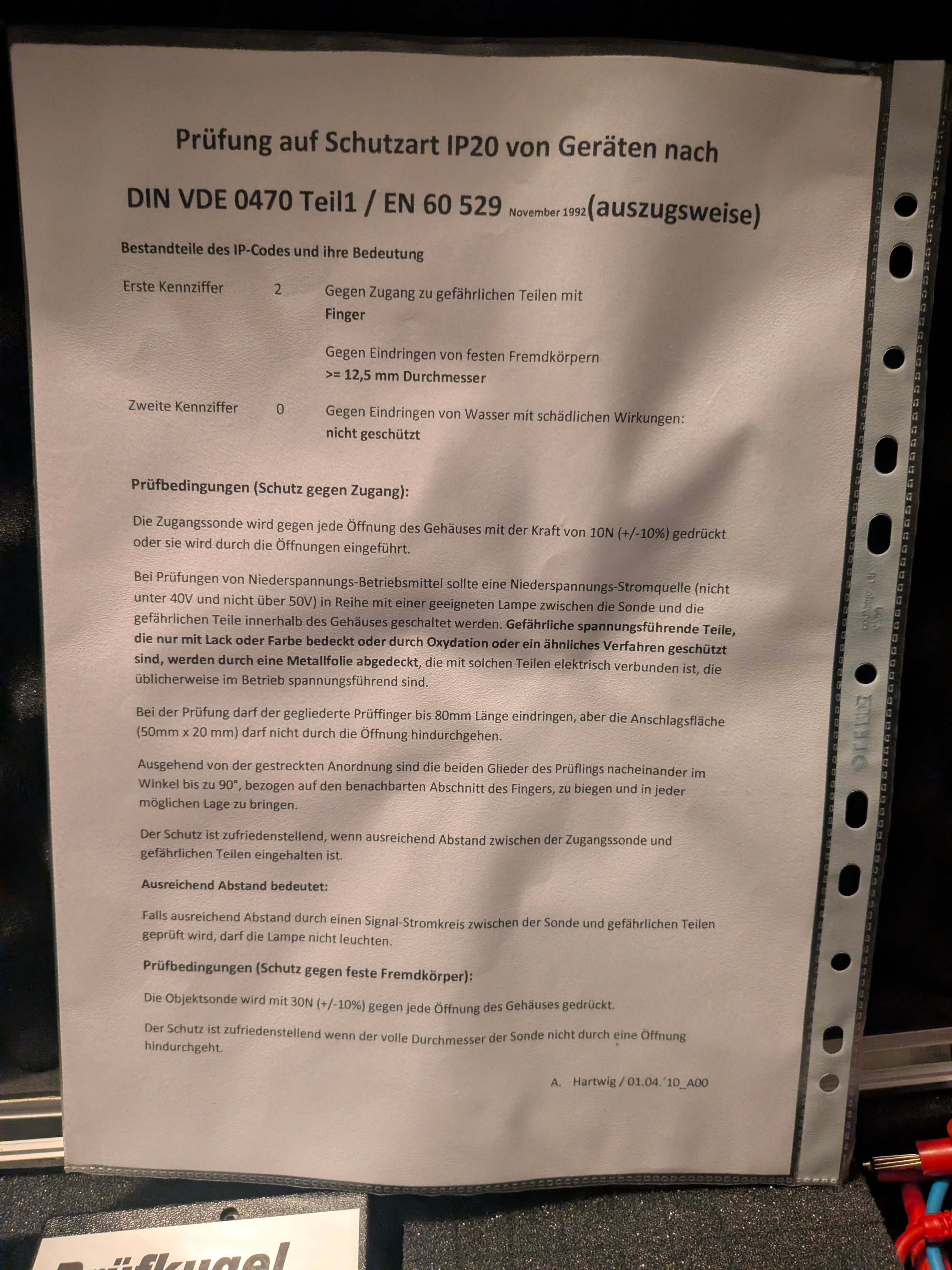 Prüfkoffer STAHL  MP-100.09B AC IP20 DIN VDE 0470 Prüfkugel 12,5 mm Signalgeber